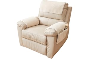 QSZTJJ Sofa Armlehnenbezüge, Sesselschoner Sesselauflage, Fernsehsessel Schutzbezug Anti-Rutsch, Sesselauflage mit Armlehnen und Taschen für Zuhause mit Kindern und Haustieren Hund (Beige,2 Sitzer)