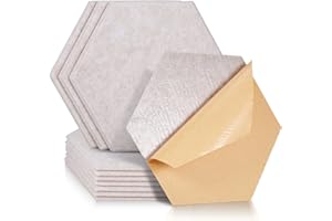 PAAUZOENG Hexagon - Paneles acústicos autoadhesivos (12 unidades, absorción de sonido, aislamiento acústico, alta densidad, para paredes, techos, madera y puertas, 30 x 26 x 0,9 cm), color camello