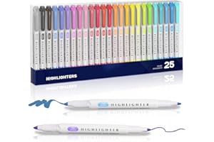 ‎EOOUOOIP EooUooIP Pastell Textmarker im 25er Set, mit dünnen und breiten Schrägkeilspitzen Bibel Textmarker Pastell, für das Klassenzimmer und Büro, 25 Farben