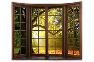 WANLIAN GTCH (19) Arazzo da parete con foresta, arazzo da parete con paesaggi, per casa, ufficio, dormitorio, decorazione per interni ed esterni, 150 x 150 cm