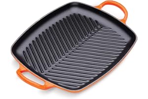 Le Creuset Gril rectangulaire peu profond en fonte émaillée Signature,30 cm, Volcanique, 20201300900422