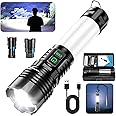 Flashlights High Lumens Rechargeable, 20,000LM Super Bright LED Flashlight with 360° COB Light, Hook, 8 Modes, Powerful Tactical Flash Light, Dual Button Pocket Small Flashlight for Camping,Emergency