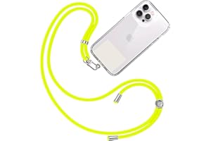 TBOC Cordon Collier Laniere Portable [Fluor Jaune] avec Patch de Fixation [Blanc Ice] et Sangle de Suspension Amovible Réglable et Résistante Compatible avec Toutes les Marques Téléphone Accessoires