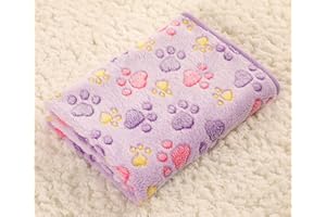 HAOSHICS Couverture en polaire à imprimé de pattes pour chien, chiot, chat de petite, moyenne et grande taille (taille S, violet)