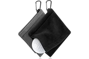 AWAVM 2 Piezas Toalla de Golf de Microfibra, Toalla para Limpiar Las Bolas con Clip, Adecuada para Golf, Yoga, Camping, Gimnasio, 14 x 14 cm