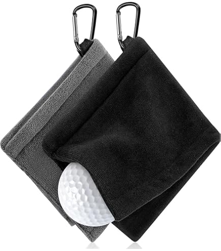 Handy Picks Asciugamano da golf in microfibra (40 x 40 cm) con clip a moschettone, motivo a nido d'ape, gancio e chiusura ad anello, comodo asciugamano per la pulizia del golf (blu