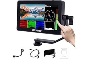 FEELWORLD F6 Plus V2 5.5 Pouces Caméra Moniteur DSLR Camera Field Monitor Touch Screen écran HDR 3D Lut Forme d'onde Small Full HD 1920x1080 IPS Video Peaking Focus Assist avec 4K HDMI Type C 8.4V