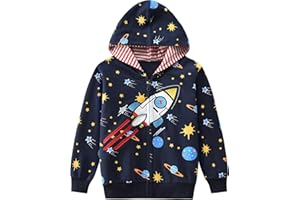 EULLA Kinder Jungen Zip Up Hoodie Sweatjacke Kapuzenjacke Dino Kapuzenpullover Langarm Baumwolle Bagger Pullover Hoody Sweatshirt mit Reißverschluss 92 98 104 110 116 122