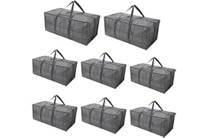 VENO 8 Pack Heavy-Duty Extra Large Storage Bags，Moving House Essentials, Laundry Boxes with Zips for Clothes, Underbed Packing Storage Bag,Water-Resistant, Sustainable (Black Windowpane, 8 Pack)