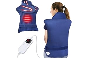 Arlierss Manta Electrica Espalda y Cuello, 90x60cm Almohadilla Térmica Electrica con 6 Niveles de Temperatura, Apagado Automático, Calentamiento Rápido, Franela, Oficina y Hogar, Lavable a Máquina