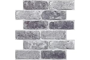 Commomy 10 Pezzi Mattoni Adesivi Murali 3D Pannelli Da Parete 3D Finto Mattone, 30 X 30 cm, Pannelli Adesivi per Pareti 3D Mattoni Finti PVC Autoadesivi Pannelli Decorativi Per Pareti Interne