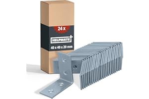 HELPMATE – 24 Stück Lochplattenwinkel 40x40x20 mm – Winkelverbinder galvanisch verzinkt & blau passiviert – Holzverbinder mit hervorragendem Korrosionsschutz – Lochwinkel