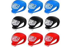 FOGBUSH Bike Lights Front and Back, 9Pcs Bicycle Lights Cycle Lights Led Clip on Silicon Bike Light Set Waterproof Bicycle Lights Front and Rear Bike Accessories for Kids Boys Girls
