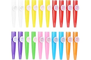 ZPSCXQ 20Pcs Kazoos Multipack, Kazoo Instrument, Plastic Card Flute Accompaniment Toy, Suitable for Gifts, Prizes, Music Beginners(White, Yellow, Red, Purple, Green, Pink, Sky Blue, Orange)
