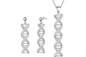 Aurora Tears Infinito Spirale DNA Doppia Elica Chimica Scienza Collane Orecchini Anelli Set 925 Sterling Silver Biologia Molecola Ciondolo Gioielli Set, Cristallo, Zirconia cubica