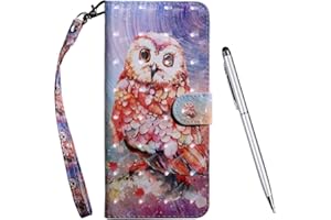 TOUCASA Case for Huawei P Smart Z, [3D Glitter] Bookstyle Wallet Case Retro Luxury Premium PU Leather Shockproof Flip Magnetic Card Slots Folio Protection Case (Owl)