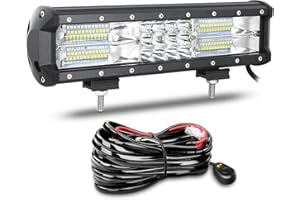 Willpower 30cm 12'' 180W Barre LED con Faisceau de Câblage Rampe LED 12V 24V Étanche Bar a LED Feux Phare de Travail LED Projecteur LED pour 4x4 Voiture Tracteur Camion Quad Véhicule Bateau