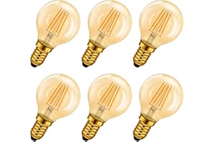 LVWIT Lampe à LED E14 4W (remplace 35W), 2400K Blanc Chaud, MiNi Globale à filament, Ultra lumineux 410Lm, Style Vintage de lampe rustique, Non-Dimmable, Lot de 6