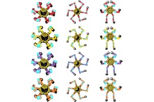 Fidget Spinner,RoadLoo 12 Pièces Fidget Spinners Transformables y Fluorescentes Spinner Robot Giratorio Juguete Antiestrés DIY Deformable Punta de Los Dedos Giroscopio Regalo para Adultos y Niños