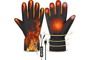 Lomffy Guantes Calefactables USB para Hombre Mujer, Guantes Electricos Calefactables con 3 Niveles de Temperatura Pantalla Táctil A Prueba de Viento Calentamiento de Espalda y Dedos Completos Regalos