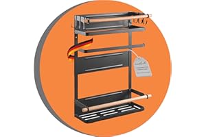 ‎PUREMOUNTS PureMounts® Magnetisches Seiten-Regal, belastbar bis 12kg, Hänge-Regal mit abnehmbaren Haken und Holzstäben, schwarz