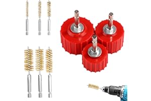 Lyreh 9pcs Ensemble Nettoyeur de Tuyau en Cuivre pour Perceuse Électrique, 3 Brosse de Nettoyage Tube 1/2" 3/4" et 1" et 6 Brosses à Alésage en Fil Laiton pour Perceuse Tubes Cuivre