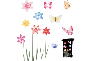 sdhiiolp Autocollants pour poubelles - Fleurs - Résistant aux intempéries - Pour mur, porte, réfrigérateur, poubelle autocollante