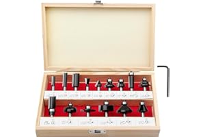 BAIDETS Pro 15tlg. Fräser Set für Holz - Hartmetall Fräsersatz, Zubehör Oberfräsen mit 8mm Schaft, in Robuster Holzbox.