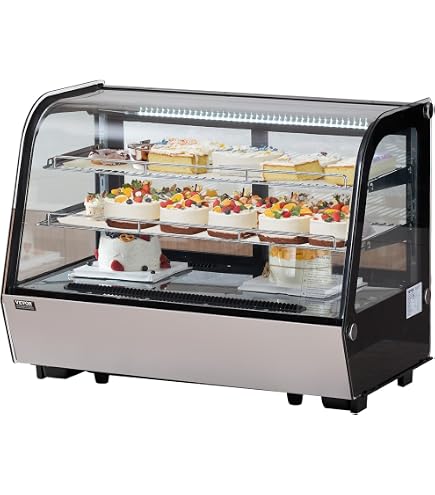 Produktbild von HENDI Kühlvitrine Aufsatz – 120L, 0–12°C, LED, 2 Verchromte Böden, Edelstahl, Für Kuchen & Snacks