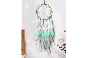 Nice Dream Acchiappasogni, Decorazione da appendere alla parete con piume per camera da letto ragazze ragazzi Verde