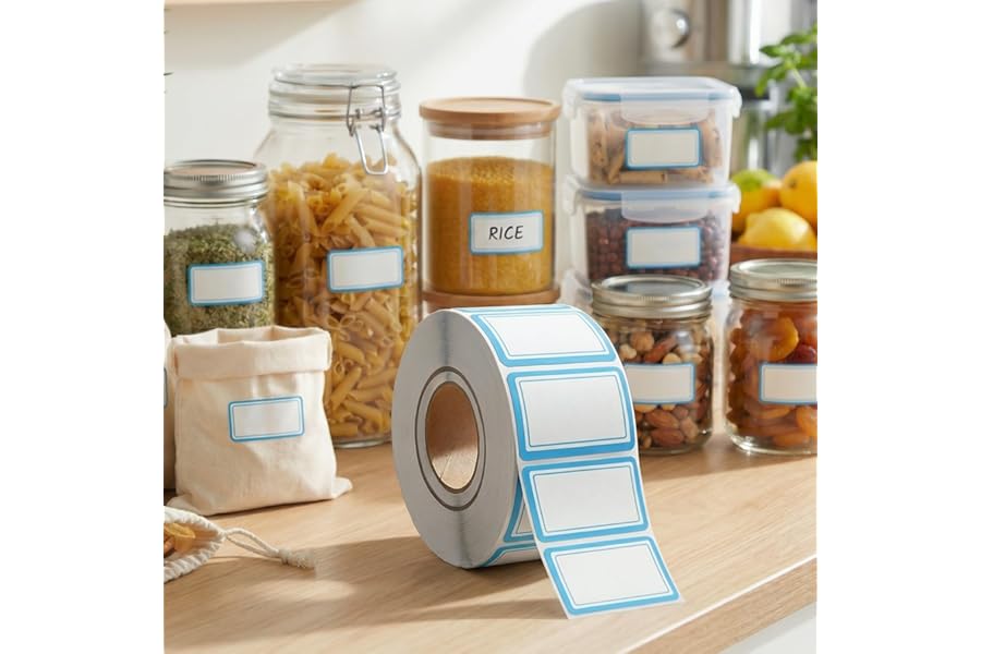 500 Pcs Premium Removable Freezer Labels - No Residue, Reusable & Waterproof | Perfect for Food Storage Containers, Mason Jars, Freezer Bags & Cold Storage (Blue)