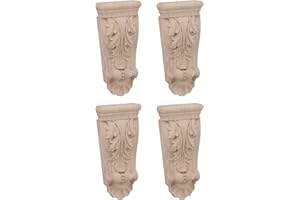 BQLZR 10x4.5x1.7cm Style Européen Meubles En Bois Sculpté Onlay Artisanat pour La Maison Restaurant Porte Décoration Pack of 4