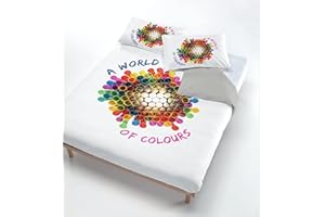Italian Bed Linen Cyfrowy zestaw poszewek na kołdrę (prześcieradło 250 x 200 cm + 2 poszewki na poduszki 52 x 82 cm), kolorowe słomki, podwójne