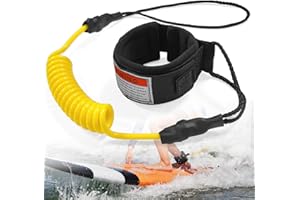 CAIXIANGYU Leash Surf, Surfant Leash TPU, 5 mm 5 Pieds d’épaisseur Enroulé Poignet Surf Body Board, pour Planche de Stand Up Paddle et Planche de Surf