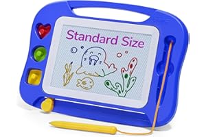 ‎SGILE SGILE Magnetische Maltafel Zaubertafel Kinder, 25×18 cm Magnet Magnettafel mit 4 Stempeln, Kreatives Spielzeug ab 2 Jahren, Geschenk für Jungen & Mädchen 1 2 3 4 Jahre, Blau