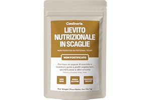 Coolinario Lievito Alimentare Non Fortificato (56 g) | Condimento Naturale Vegano Ricco di Proteine e Fibre | Sapore Tostato per Piatti Salati | Senza Glutine e 100% Vegetale