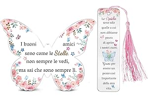 HZBLAZ Migliori Amici Regali Donne Acrilico Targhe e Cartelli Segnalibro 2 Pezzi Set Regalo Compleanno Personalizzato Farfalla Segno Ricordi Amicizia Promemoria Laurea Natale Amica Apprezzare Sua Farfalla