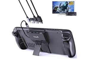 NewQ Steam Deck Dock/Steam Deck OLED Dock, Ultra-Schlank Tragbar 4-in-1 Dockingstationen, Zubehör mit Voller Geschwindigkeit Aufladen, HDMI 2.0 4K@60Hz, 2 USB 2.0, Standfuß