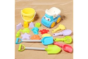 Lotvic Beach Toy Set, 19 Pcs Sand Toys, Bucket and Spade Beach Set for Kids, Fun Sand Pit Toys, Summer Outdoor Beach Games, Beach Toys for Toddlers Kids Boys Girls