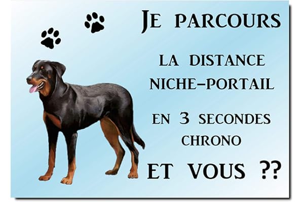 plaque attention chien beauceron en métal 29 x 20 cm env réf 60