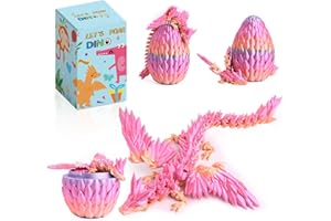 EKKONG 3D Printed Dragon Egg, Crystal Dragon in Dragon Egg, Flying Fidget Dragon Toys with Wings, Dragon Eggs with Dragon Inside, Flexible Articulated Dragon Figure Decor for Home Office Car Desk (rainbow)
