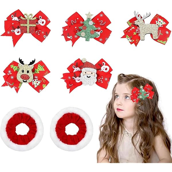 Merry Christmas Hair Bow - Big Red Mesh Ribbon With Santa Claus Clip, Alligator Clip For Women & Girls