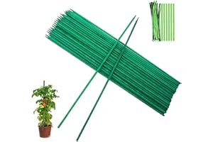 Artong 36Pcs 44.5Cm Green Plant Support Sticks with 100Pcs Metallic Twist Ties, Green Plant Bamboo Stakes for Flower Sticks, Indoor Plant Stakes, Pea Sticks Supports (44.5CM x 5MM / 36pcs)