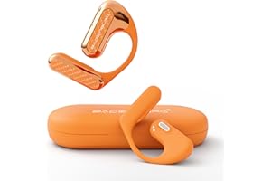 BADENBURG EarStereo 01 Open Ear Kabellose Kopfhörer, Bluetooth Earbuds, 60h Spielzeit, 15.4mm Bio-Fiber Treibern mit SoundPlus Algorithmus, ENC Rauschunterdrückung, Büro/Fitness/Freizeit (Orange)