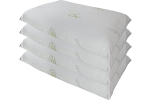 CORREDOCASA Euroricami Viterbo - Set di 4 Federe con Cerniera in Aloe Vera Antiacaro,Fodere protettive per Cuscino Letto Prodotto in Italia con Alta Qualità Traspirante Anallergico per Comfort e Igiene Superiore