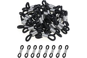 Hifot 40pcs Cavo Finisce Holder per Occhiali Catena, Regolabile Supporto per Catena estremità per Occhiali, Antiscivolo Attacchi per Catenina per Occhiali 22x5mm Nero