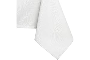 AmeliaHome, tovaglia idrorepellente, design a effetto loto, Poliestere Bianco Gaia 120x160 cm