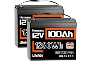 ‎HUMSIENK Humsienk 12V 100Ah LiFePO4 Batterie 2er Set, 2560Wh Lithium Solarbatterien mit 100A BMS & Niedrigtemperaturschutz, bis zu 15.000 Zyklen, ideal für Wohnmobile, Wohnwagen, Boote & Off-Grid Solaranlag