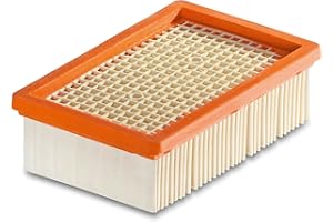 Kärcher Filtre de Rechange Plissé Plat 2.863-005.0 pour Aspirateur Karcher WD4 WD6 KWD4 KWD6, 16L x 10l x 4,70H cm, Beige, Orange.