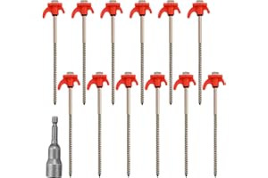 LCXCXY 12x Zeltheringe, Drehbare Zeltheringe mit Gewinde, Schraubheringe Mit Steckschlüssel, Heringe Camping für Verschiedene Campingumgebungen, Zeltpflöcke ideal für harten Boden, Wald, Wiesen, Felsen